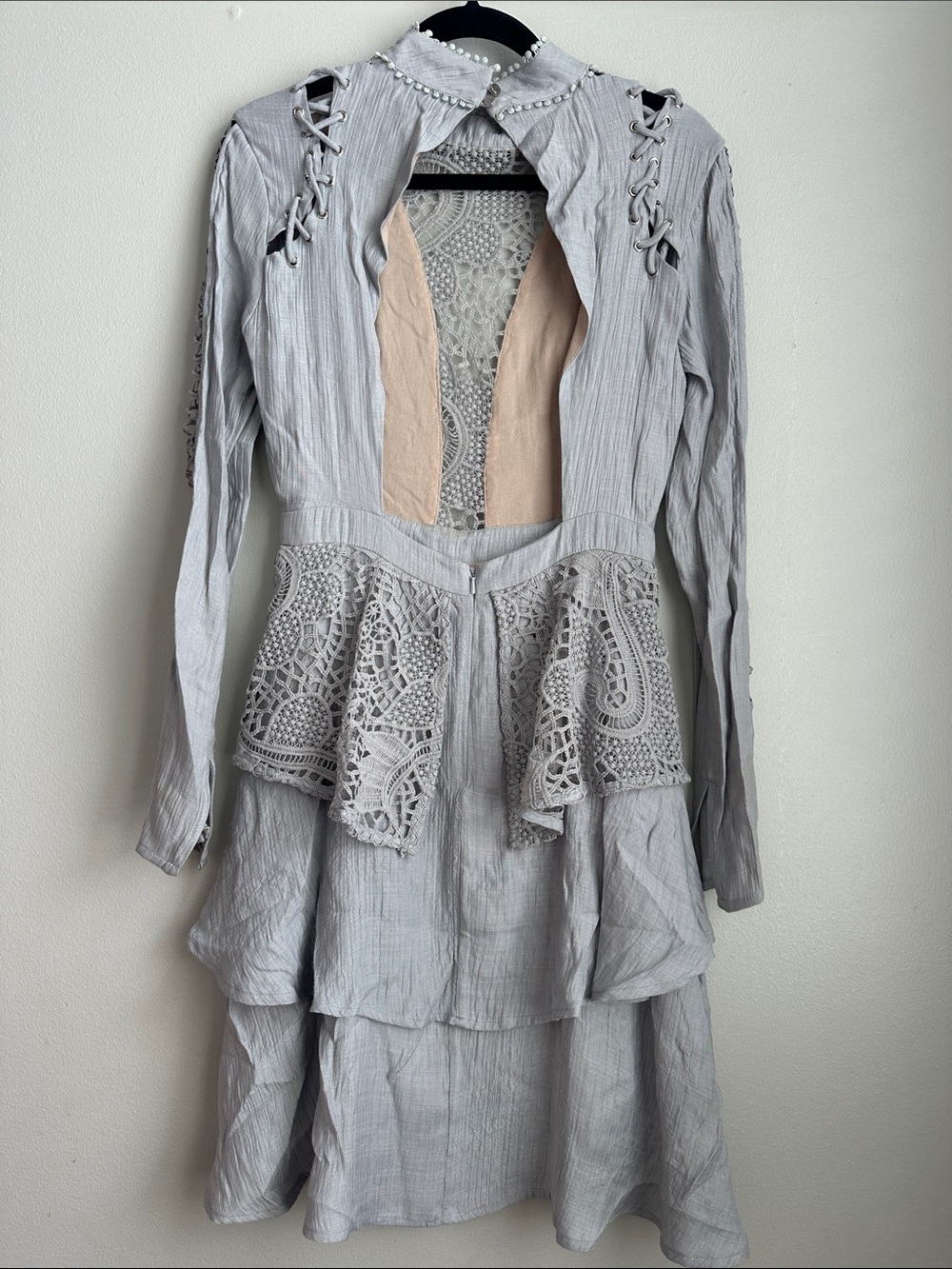 Seven Wonders Gray Lace Tie Dress - Picture 5 of 8